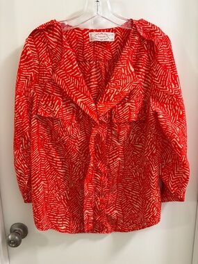 The Impeccable Pig Red and Cream Patterned Blouse